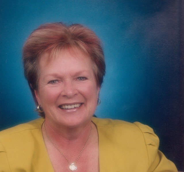 Glenys with blue background